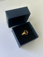 Vintage Red Cubic Zirconia Ring Gold Plated Womens Size 9.5