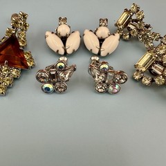 Vintage Rhinestone Earrings Lot Art Deco Style Dangle Climber Some Signed