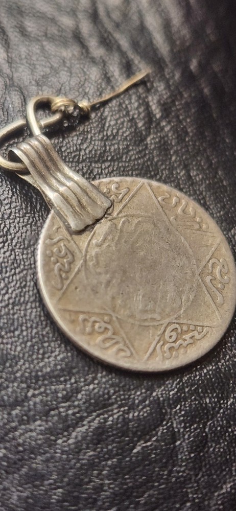 19th Century Moroccan Coin Necklace Sterling Silver Earring Pendant Antique