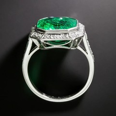 Art Deco Vintage 4.00Ct Emerald & Lab-Created Diamond Ring in 14K White Gold FN