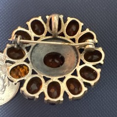 Large Antique Sterling Silver red wine almandine garnet Brooch/pendant 18g