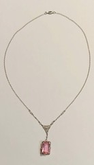 Antique Edwardian Belle Époque 10K White Gold Filigree 16 1/2″ Necklace