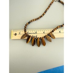 Vintage Tiger’s Eye Beaded Bib Necklace 17″ Large Gemstones Statement Boho Chic