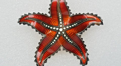 Vtg Norway Ivar Holth Gilt Sterling Silver Enamel Starfish Brooch 45mm 8.18 gram