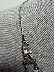 Delicate 1920s Art Deco Platinon Crystal Drop Necklace