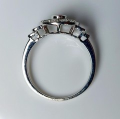 Vintage Style 14k White Gold Finish Lab Created Diamond and Ruby 925 Silver Ring