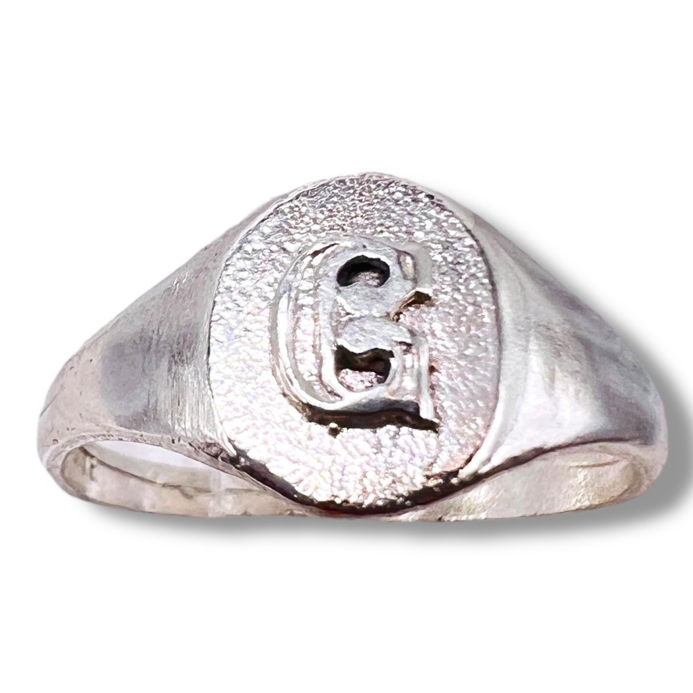 Initial Letter G Signet 925 Sterling Silver Child Baby Pinky Ring Size 3.25