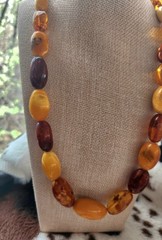 Large Genuine Baltic Amber Beaded Necklace. Vintage 29 Inches Long