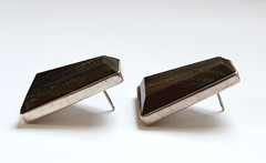 DRT Jay King Sterling Silver Tiger Iron Gemstone Modernist Pierced Earrings