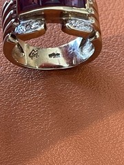 RF Sterling SIlver Ring w/ Gold Wash Purple & Clear Stones Size 6.5