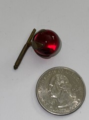 Victorian Edwardian Round Red Ruby Glass Ball Cufflink Stud Button Only 1