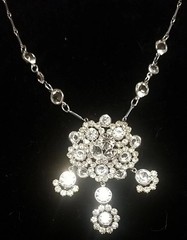 Antique Edwardian/Deco Style Necklace, Paste Rhinestone, Rare Drop Neck, 28 Inch