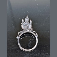 Antique Jewish Engagement Wedding Ring Judaica 925 Silver Temple Sz: 9.5 ð