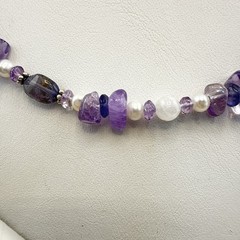 Sajen Necklace Amethyst Pearl Purple White Sterling Silver 925 Beaded Artisan