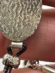 Vintage Sterling Bracelet Carved Red Stone Leather
