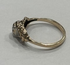 Antique Art Deco 14k Yellow Gold Cathedral Diamond Engagement Ring Wedding 6.25