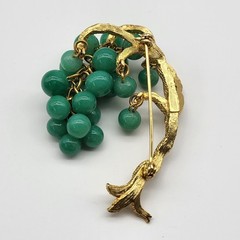 Incredible Bonsai Willow Brooch pin Jade Glass MCM Estate Jewelry Ivy