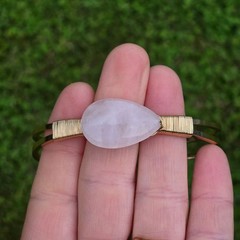 Avon Heartland Pink Quartz Cuff Bracelet Gold Tone NOS Signature Collection