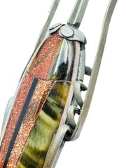 Antique Art Nouveau Beetle Bug Goldstone Obidome Kimono Belt Sash Slide Jewelry