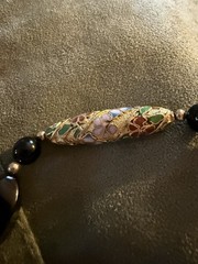 Vintage Onyx and Cloisonné Beaded Necklace