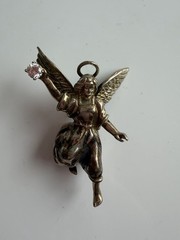 Beautiful Vintage Sterling Silver Guardian Angel Pendant Cubic Zirconia 20 Grams