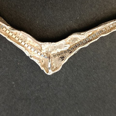 Freeform Modernist Sterling Silver Necklace Artisan Sculptural V OOAK Hadamard