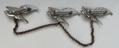 Vintage Flying Birds Chatelaine Sweater Chain Brooches Collar Pins