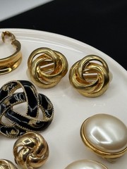 Lot Of 9 Pairs Vintage Retro & Modern Clip On & Post Earrings 70s 80s 90s To Now