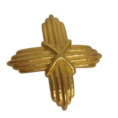 Vintage Givenchy 1980s Gold Hammered Cross Brooch Pin 4G Signed Statement READ