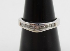 0.42CTW Princess Cut Diamond Band Ring 14 Karat White Gold Size 5/34