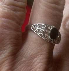 Antique Deco Style Dainty Ring Sterling Silver 925 SU Filagree Size 8.75 2.2g