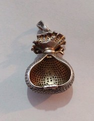 Vintage Sterling Silver Money Bag Locket Pendant “MISSING BACK & STONES”