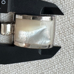 Vintage Modernist Sterling Silver Inlaid Flush Set Mother of Pearl Gem Pendant