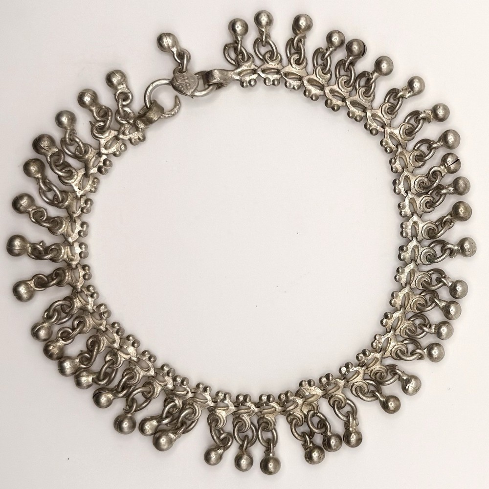Vintage BB 925 Sterling Silver Tribal Dangle Anklet 41g 11.25”