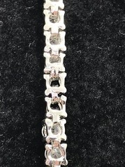 Vintage Black Onyx & Cubic Zirconia Stunning SIlver tone Tennis Bracelet 6.75″