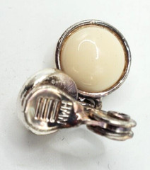 Vintage Silver Tone White Centers Clip Earrings Stunning NWH