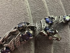 Vintage Sterling Silver Tanzanite X Link Tennis Bracelet 7.25″