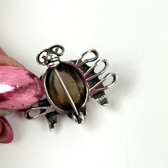 Vintage 935 Silver Jelly Belly Bee Bug Insect Pin Brooch Gray Clear Lucite Belly