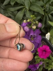 Antique 1900s Victorian Glas Evil Eye Brass Pendant Amulet Good Luck Protection