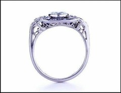 Art Deco Style Lab Created Diamond & Sapphire Anniversary 14K White Gold FN Ring