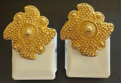 Vintage Baroque Gold Tone Earrings Sunburst Medallion Earrings Runway Statement