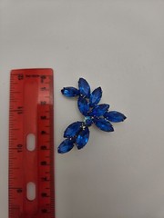 Beautiful Large Silver-Toned Brooch with Brilliant Blue Marquise Rhinestones