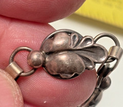 VINTAGE DANISH STERLING SILVER MDERNIST FLORAL LINK BRACELET MID-CENTURY DENMARK