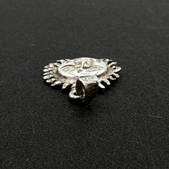SUN FACE sterling silver pendant – vintage Mexican artisan-made 1-1/8″ signed