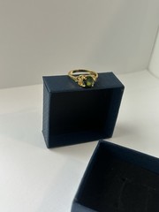 Vintage Green Cubic Zirconia Ring Gold Plated Womens Size 9
