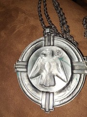 Vintage Nickel Silver Bell Trading Post Thunderbird Pendant USED