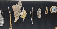 12 Prs Vintage Pierced Earrings Studs Fishhook Dangle Drop Hoops Mixed Lot