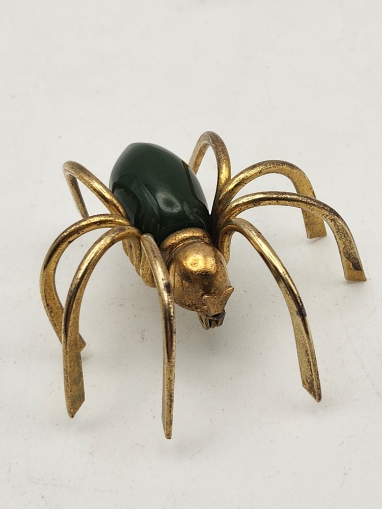 Vintage 1930 Bakelite Green Spider Brooch 2 inches long 2 inches wide 1inch tall