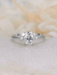 Art Deco Antique 3.20 Ct Diamond Vintage Engagement Ring Set 925 Sterling Silver