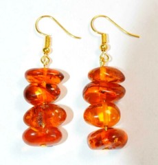 VINTAGE RUSSIAN SOVIET BALTIC SEA AMBER EARRINGS 老琥珀 USSR KALININGRAD STONE ROCK